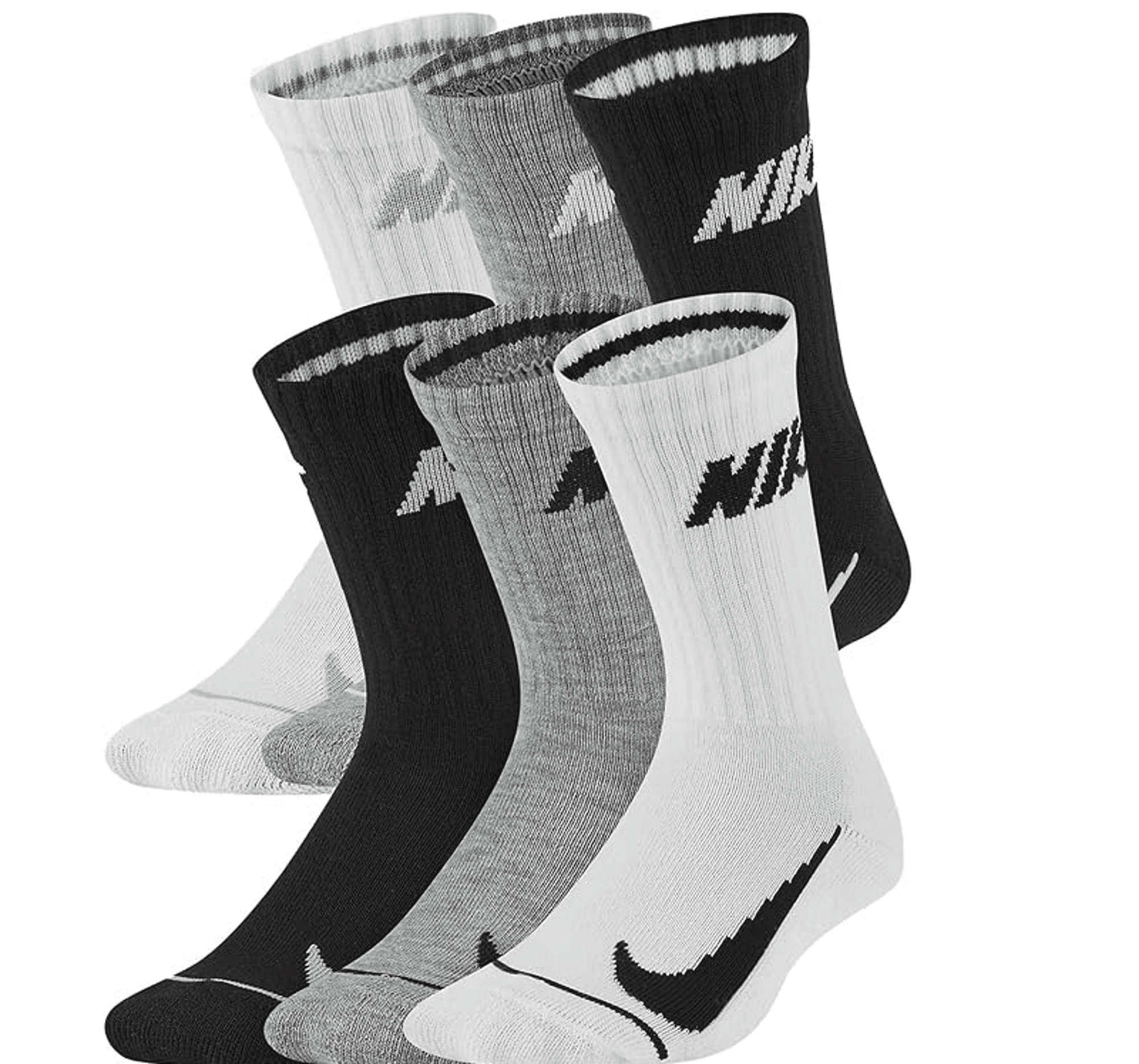 Nike Boy`s Cushioned Crew Socks 6 Pack Size 7C-10C/4-5 (Sock Size ...