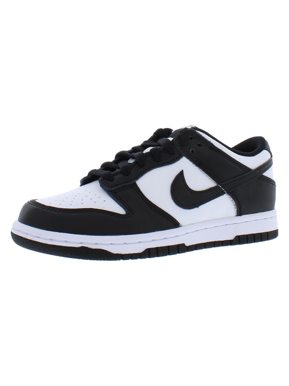 Boy's Dunk Low Sneakers, Lace-Up & Round Toe White/Black, 6.5