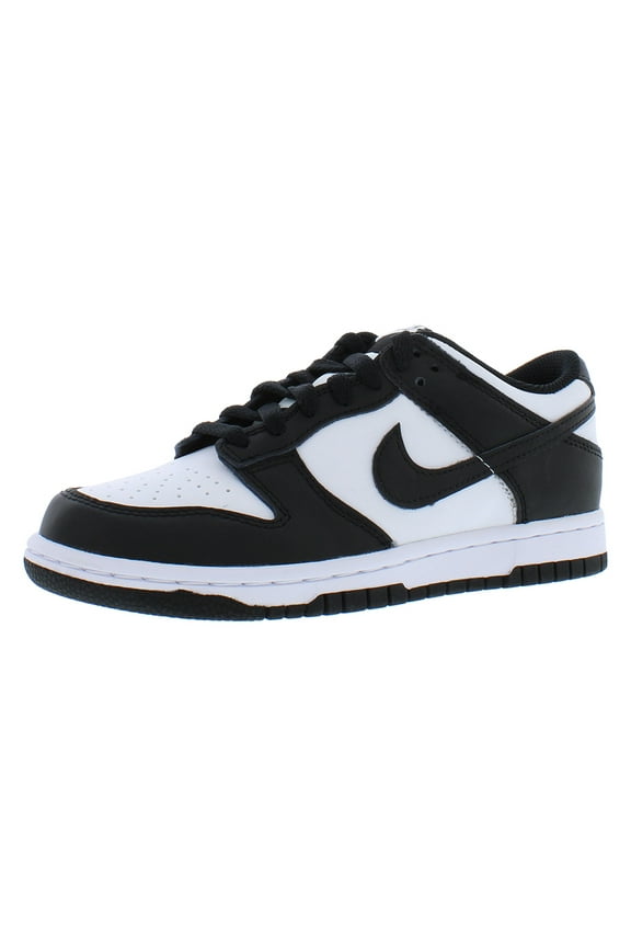 Boy's Dunk Low Sneakers, Lace-Up & Round Toe White/Black, 6.5
