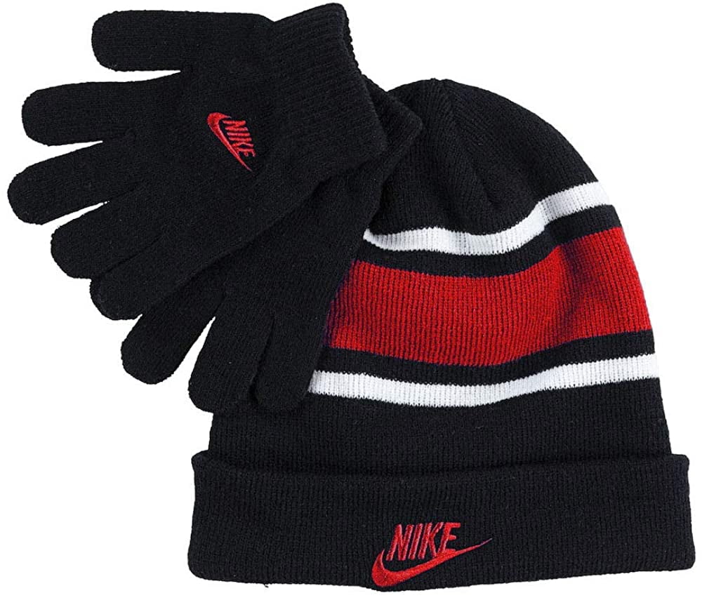 red and black nike beanie