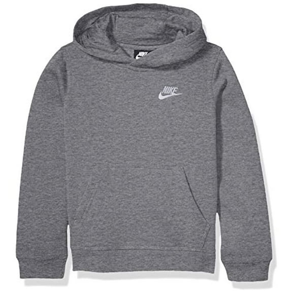 Nike Boy's NSW Pull Over Hoodie Club, Carbon Heather/White, Medium
