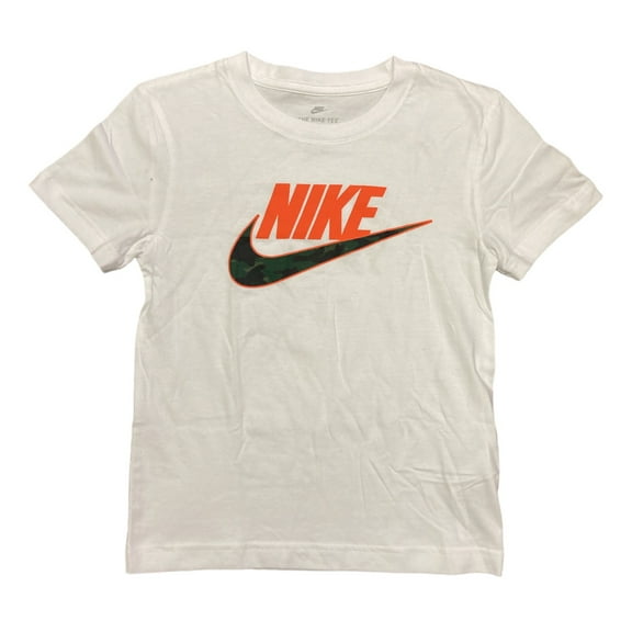 Nike Boy's Short Sleeve Easy Care Comfortable Crewneck Graphic Tee (White, 4T)