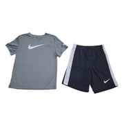 Nike Boys Swoosh T-Shirt & Shorts Set Size 4 Black/Gray