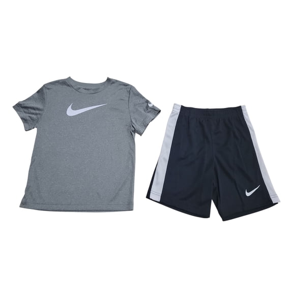 Nike Boy's Swoosh T-Shirt & Shorts Set Size 4 Black/Gray