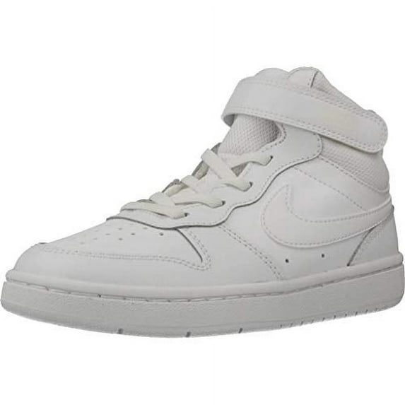 Nike Boys Court Borough Mid 2 Leather Sneakers Athletic Shoes 10.5 Little Kid White/White