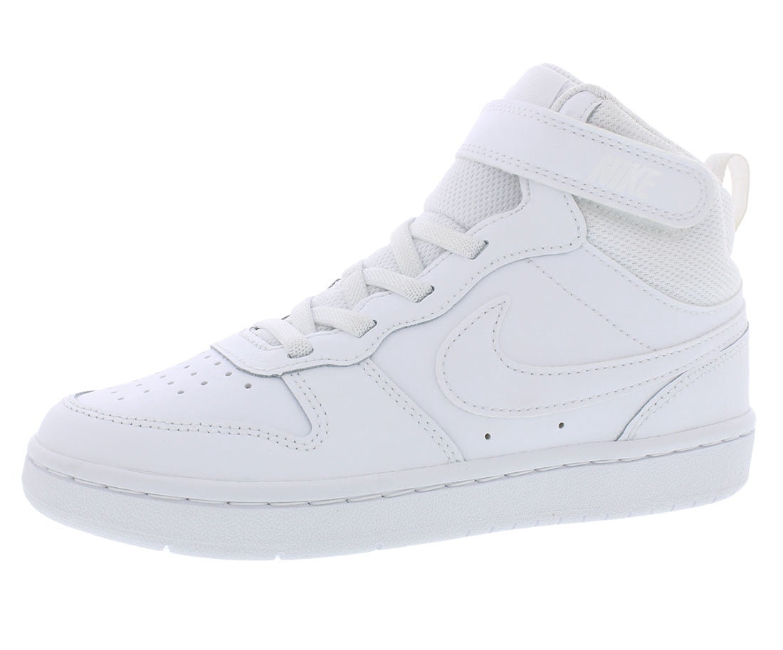 Boys Court Borough Mid 2 Leather Sneakers Athletic Shoes 3 Big Kid White/White