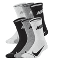 thumbnail image 1 of Nike Boys' Cushioned Crew Socks 6 Pack US, Age, 2 Years, 5 Years, Black/White/Grey, 1 of 2