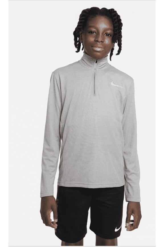 Boys' Dri-FIT Poly+ 1/4-Zip Training Top Carbon Heather/Reflective Silver