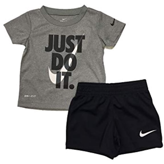 Nike Boys Dri-Fit Just Do It 2-Piece Short Set (6) Black(66f026-023)/White/Grey