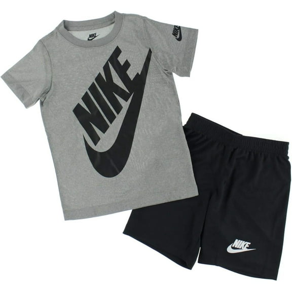 Nike Boys Dri Fit T Shirt & Shorts 2 Piece Set Black66F024-023/Grey, 2T