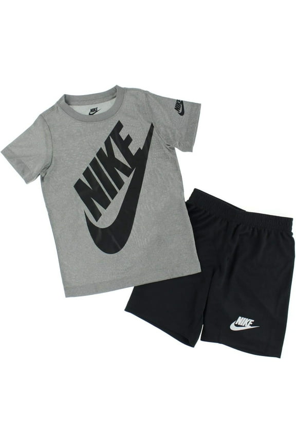 Boys Dri Fit T Shirt & Shorts 2 Piece Set Black66F024-023/Grey, 2T
