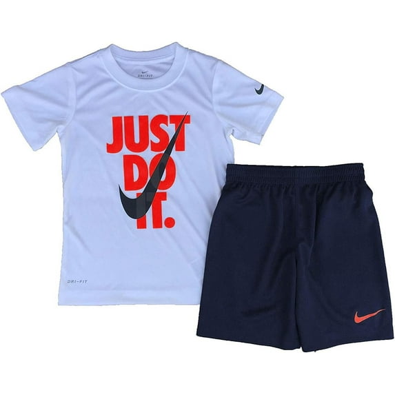 Nike Boys Dri-Fit T-Shirt & Shorts 2 Piece Set Midnight Navy86F026-U90/White, 4
