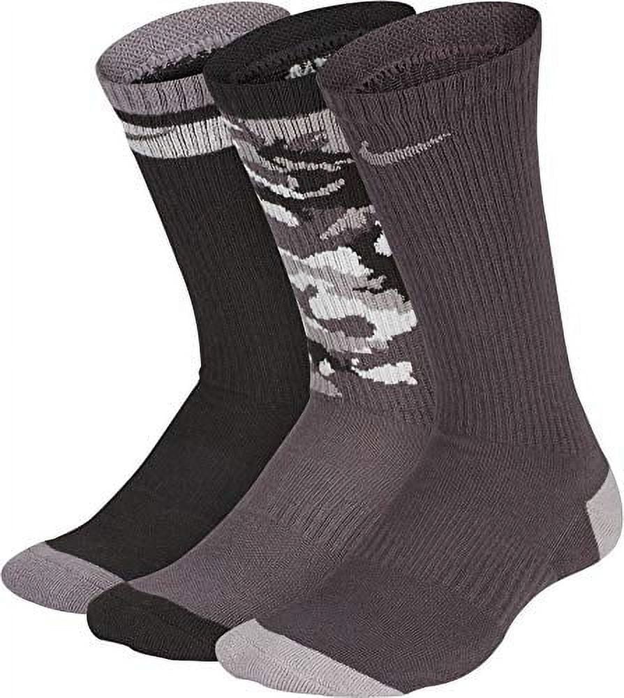 Nike Boys Everyday Crew Socks 3PR M 5Y-7Y Black Camo SX6383-923