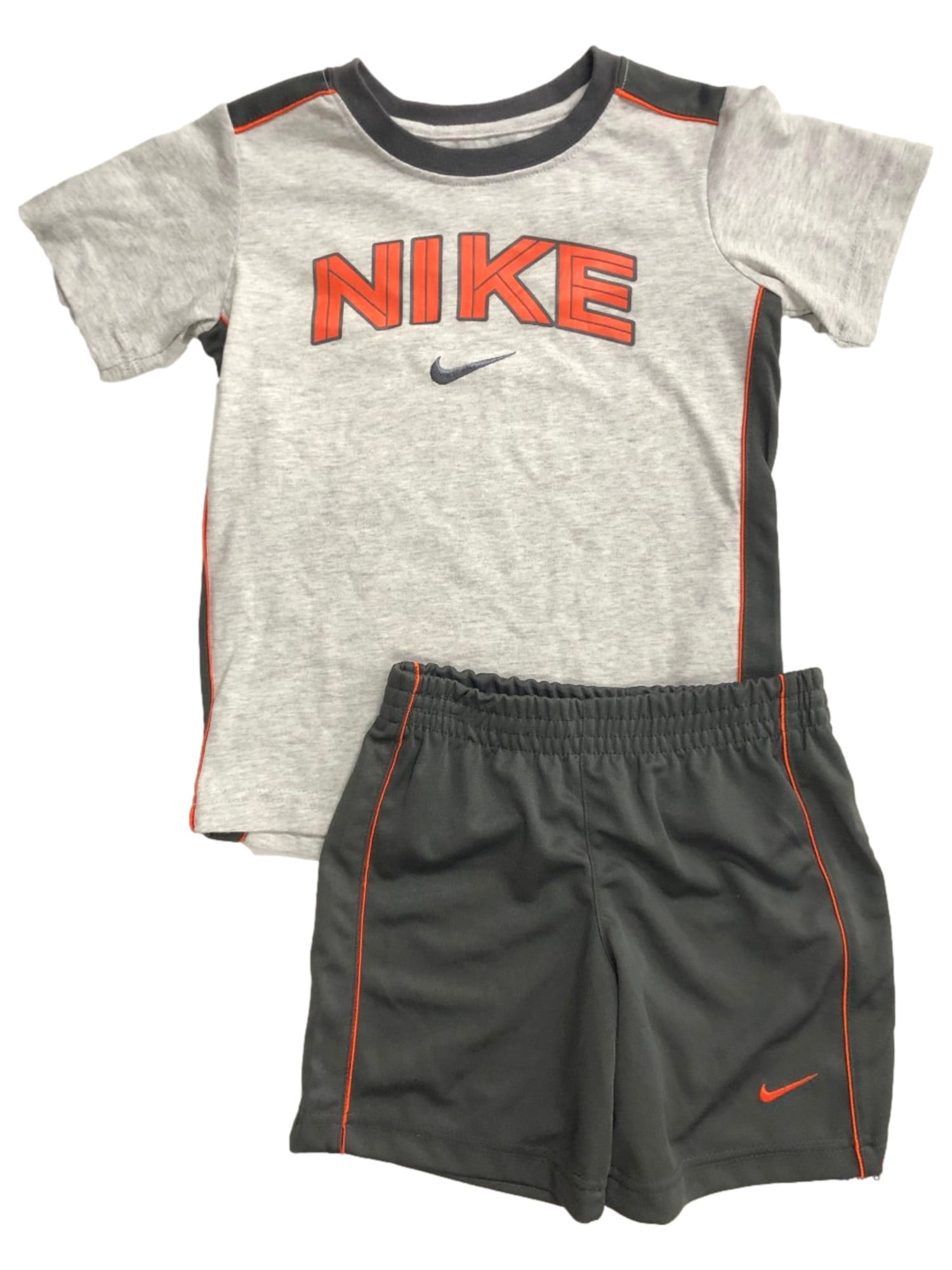 Nike Boys Gray & Orange Shorts & TShirt Set Athletic Outfit 4