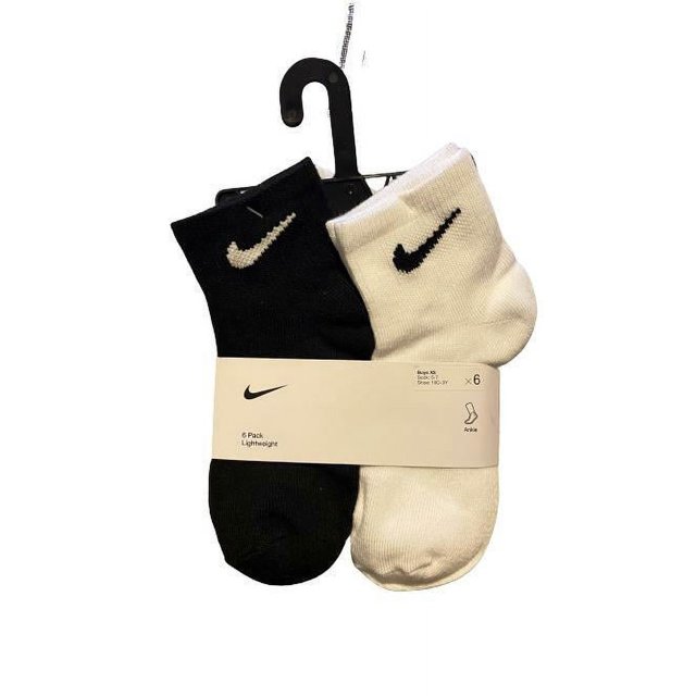 Nike Boys Lightweight Ankle Socks 6 Pack Size XS Shoe 10C-3Y - Walmart.com