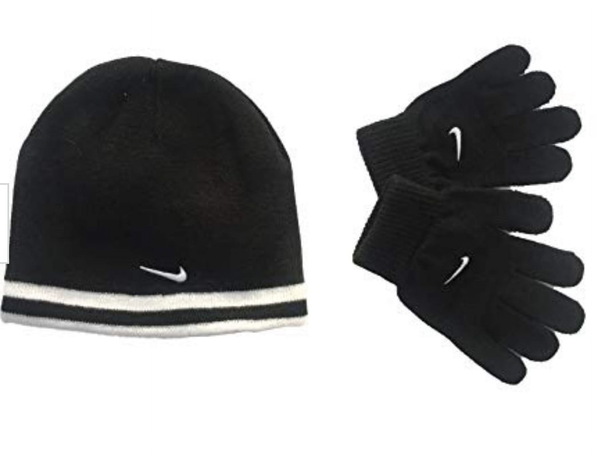 Nike Boys Reversible Beanie and Gloves Set, Black