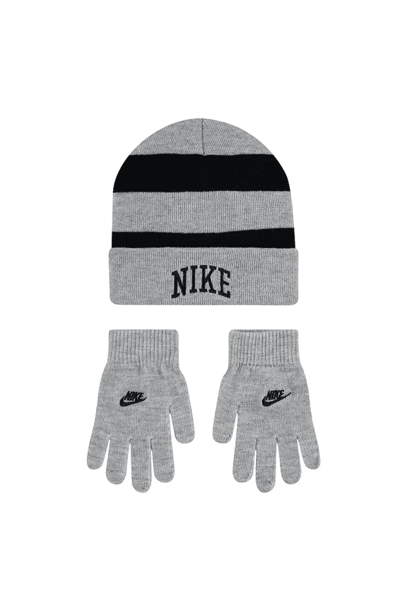 Boys' Soft Striped Logo Beanie Hat and Gloves Set, 2-Piece  Size 8/20