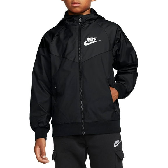 Nike Boys' Windrunner Jacket (Black/Black/White, XS)