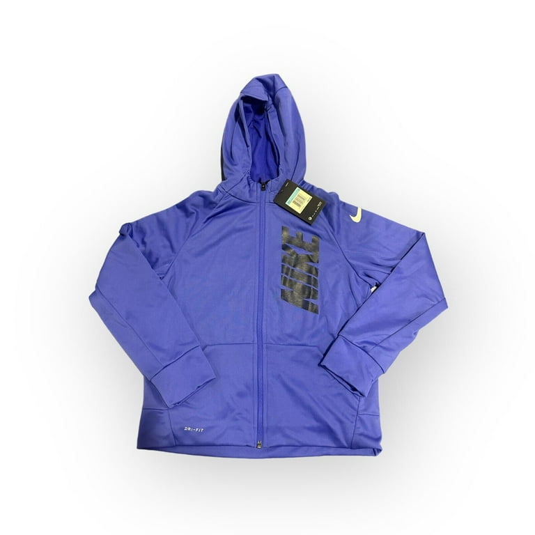 Nike Boys Youth Purple Dri-Fit Hooded Sweatshirt Jacket 856138-518