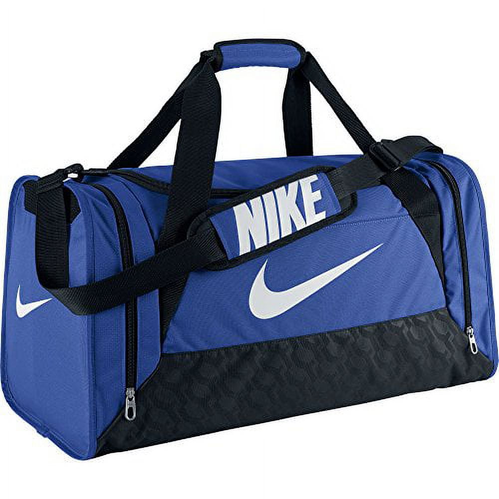 Nike Small Duffle Bag Gray Black With White Swoosh Logo Overnight Travel