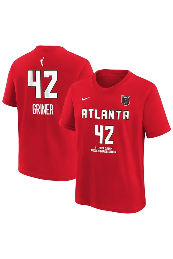 Youth-Nike Brittney Griner Red Atlanta Dream Explorer Edition Name & Number T-Shirt