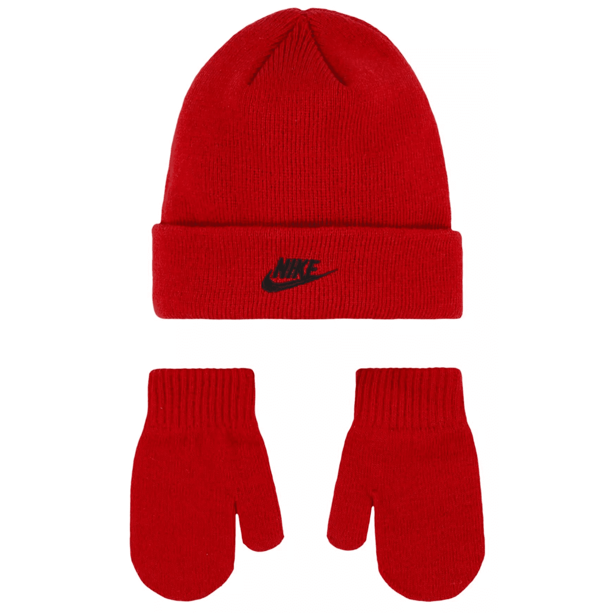 Nike Child Futura Red Beanie and Gloves Set for Boys and Girls