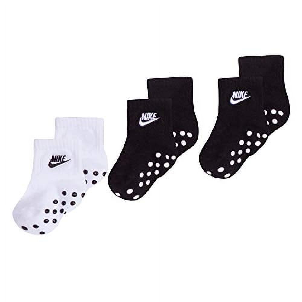 Nike Children's Apparel Baby Mid Cut Quarter Gripper Socks, Black/White, 12/24M