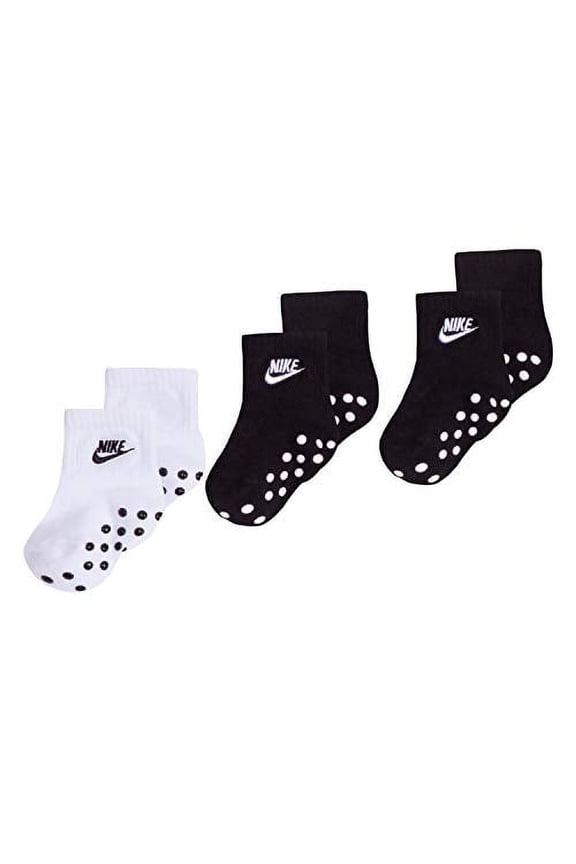 Children's Apparel Baby Mid Cut Quarter Gripper Socks, Black/White, 12/24M