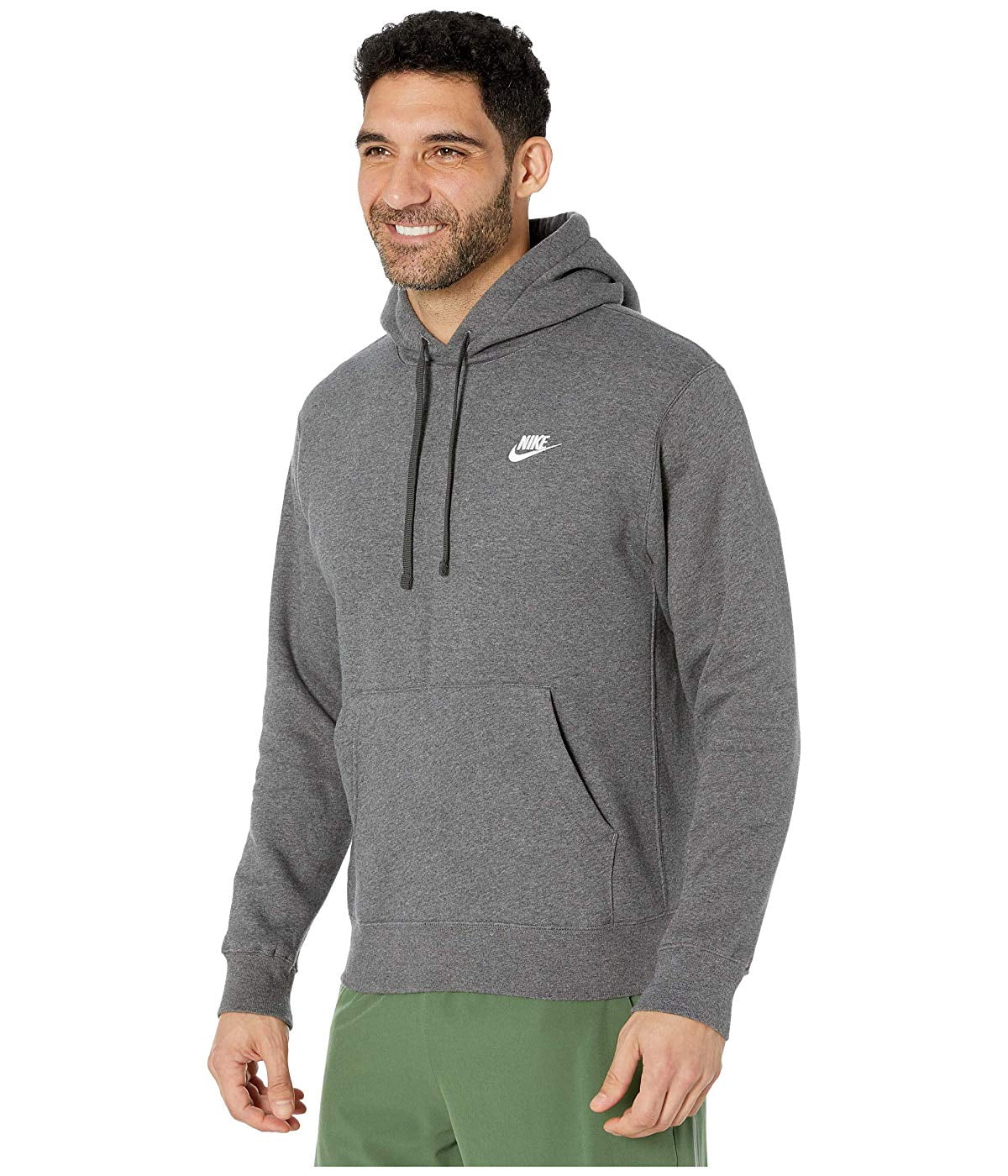 Nike Men's Club Fleece Pullover Hoodie, Charcoal Heather