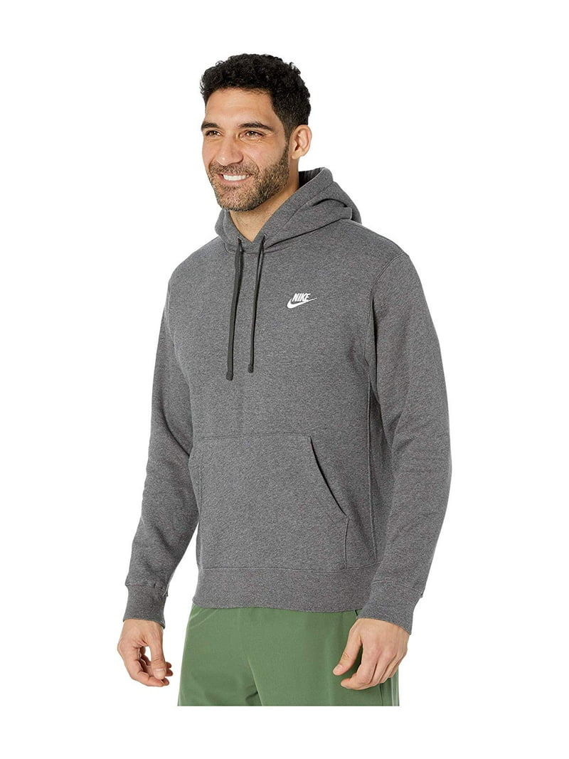 Nike Men's Club Fleece Pullover Hoodie, Charcoal Heather, Small