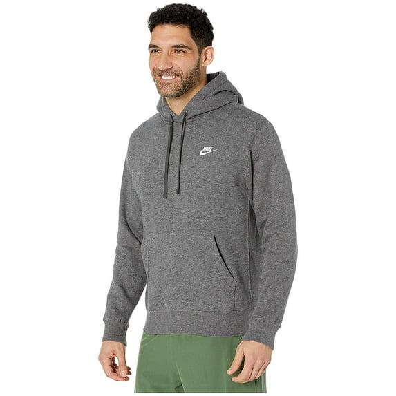Nike Club Fleece BV2654-071 Men's Charcoal Heather Pullover Hoodie Small IS90