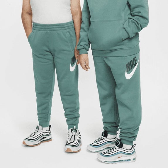 Nike Club Fleece Big Kids' Joggers (Extended Size) Color: Bicoastal/White/Vintage Green Size: S+