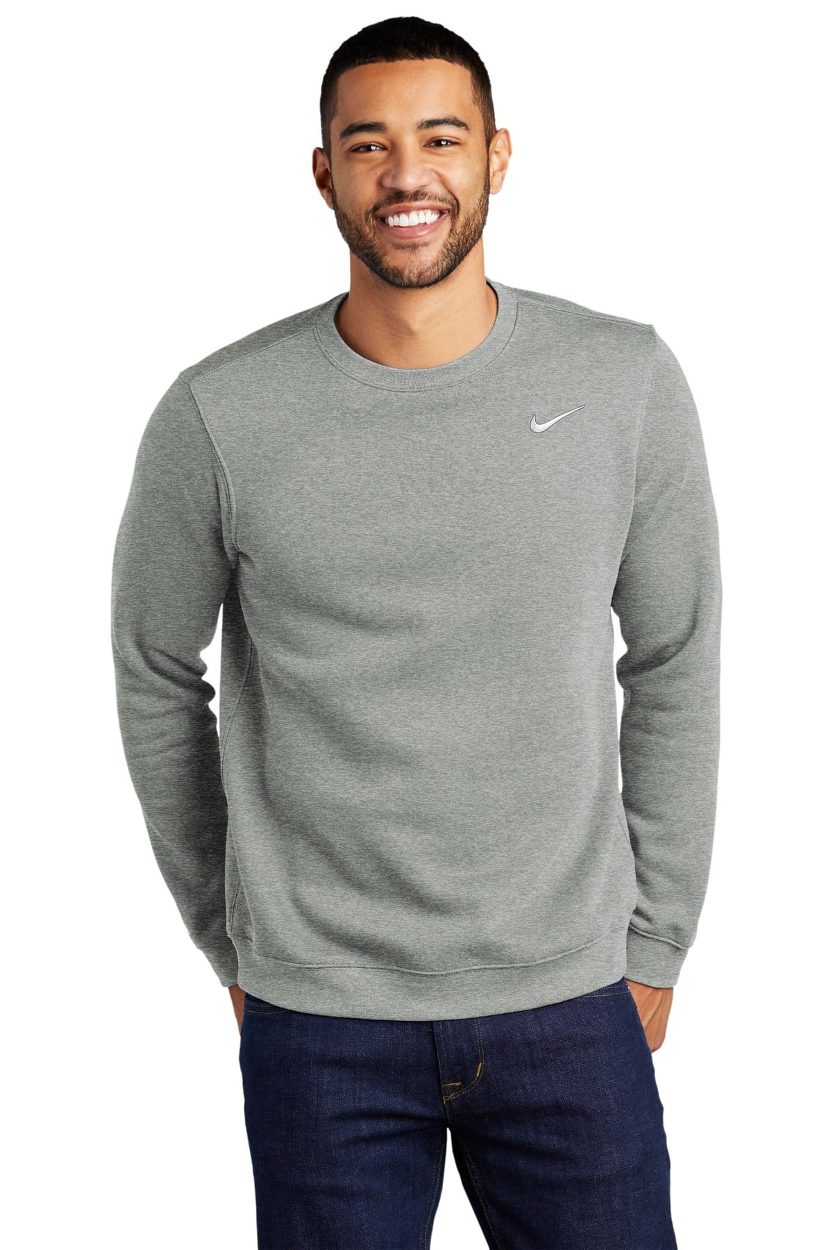 Nike Club Fleece Crew Mens Sweatshirt Crewneck Medium Heather Grey Walmart