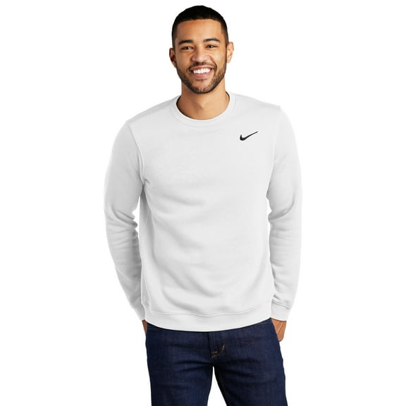 Nike Club Fleece Crew Mens Sweatshirt Crewneck Medium White