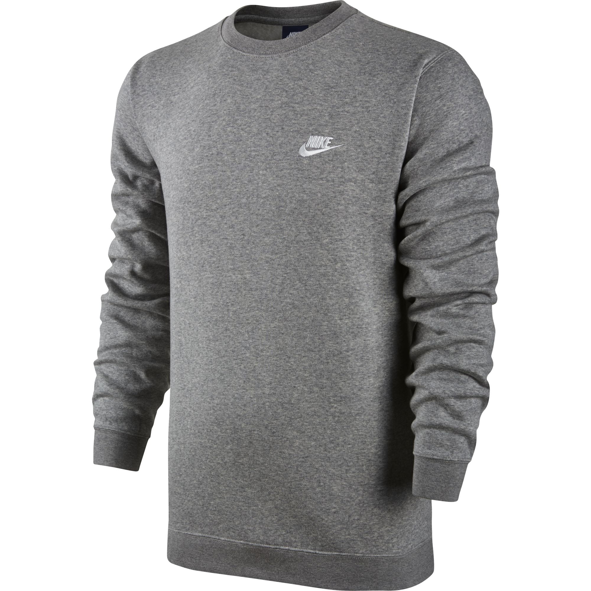 Nike Club Fleece Crew Neck Men's T-Shirt Grey Heather/White 804340-063 ...