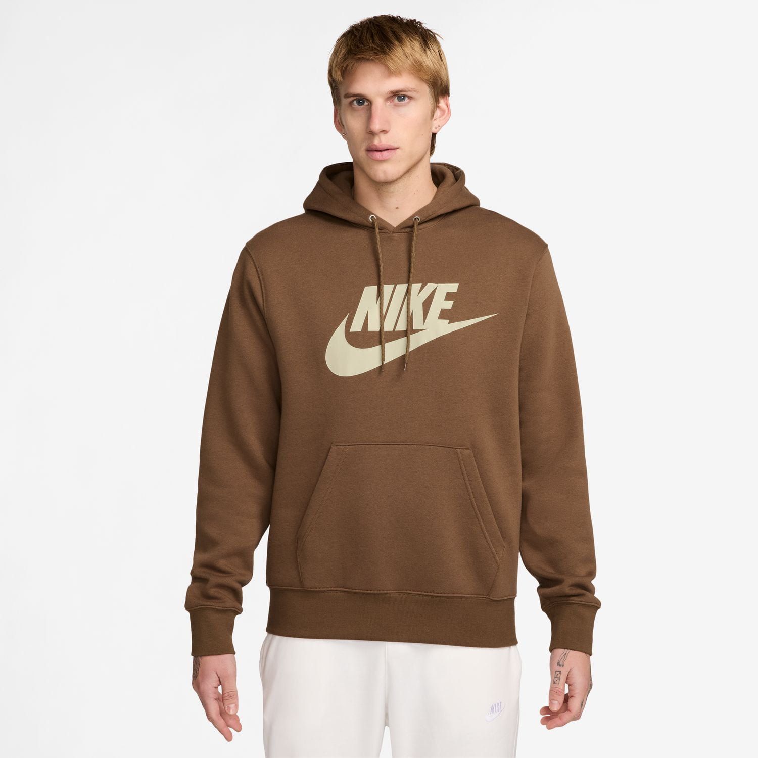 Nike Club Men's Fleece Pullover Hoodie Color: Mosswood Brown Size