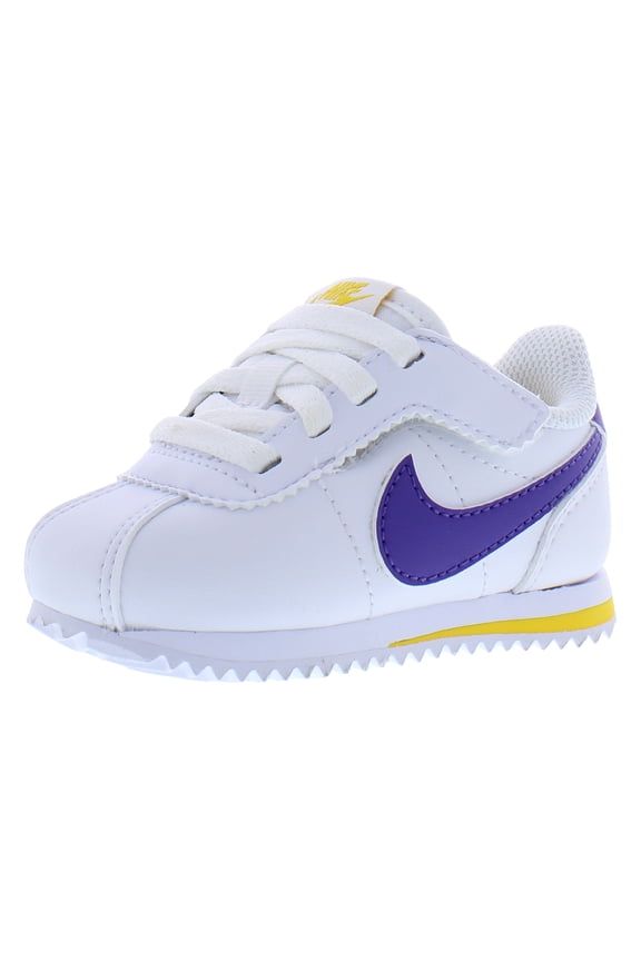 Cortez EasyOn Leather Infant/Toddler Shoes Size 7, Color: White/Varsity Purple