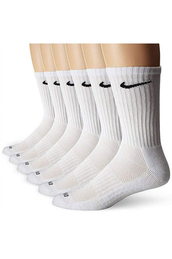 Cotton Athletic Crew Socks Men's L, White (6 Pack)