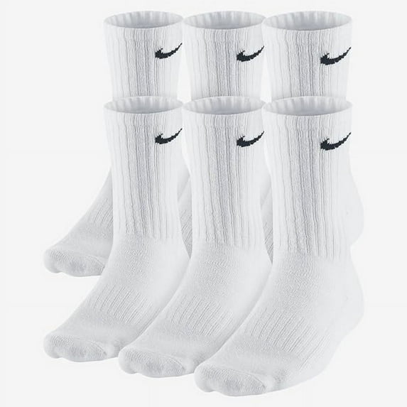 Nike Cotton Crew Socks 6 Pack - White - L