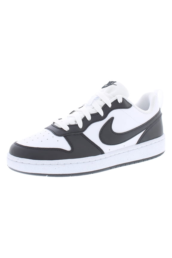 Court Borough Low Recraft Leather GS Boys Shoes Size 6.5, Color: White/Black