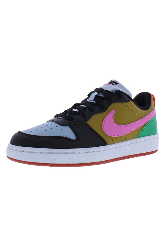 Court Borough Low Recraft Leather GS Boys Shoes Size 7, Color: Black/Playful Pink/Bronzine