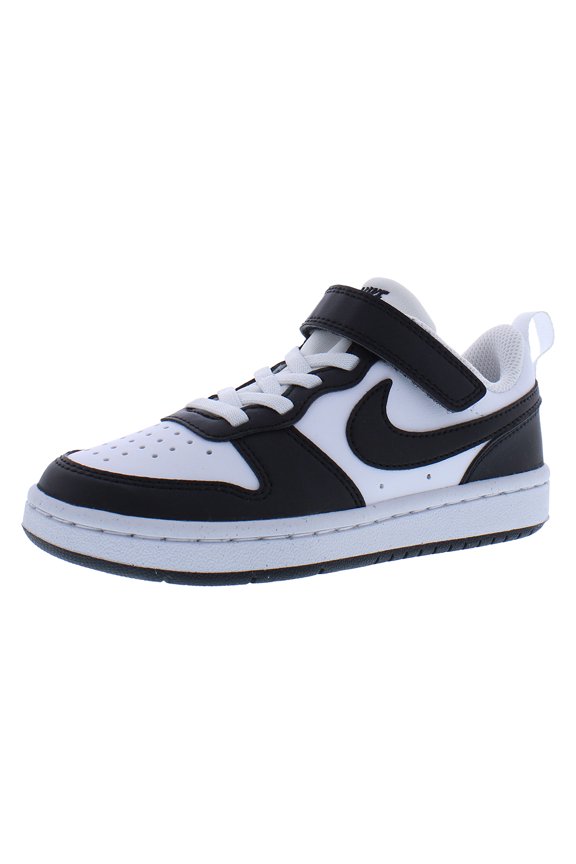 Court Borough Low Recraft Leather PS Boys Shoes Size 12, Color: White/Black