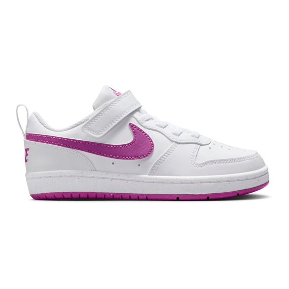 Nike Court Borough Low Recraft Little Kids' Shoes Color: White Hot Fuchsia Size: 11