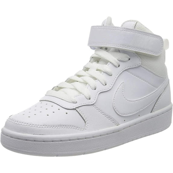 Nike Court Borough Mid 2 Big Kids' Shoes Color: White/White/White Size: 6.5Y