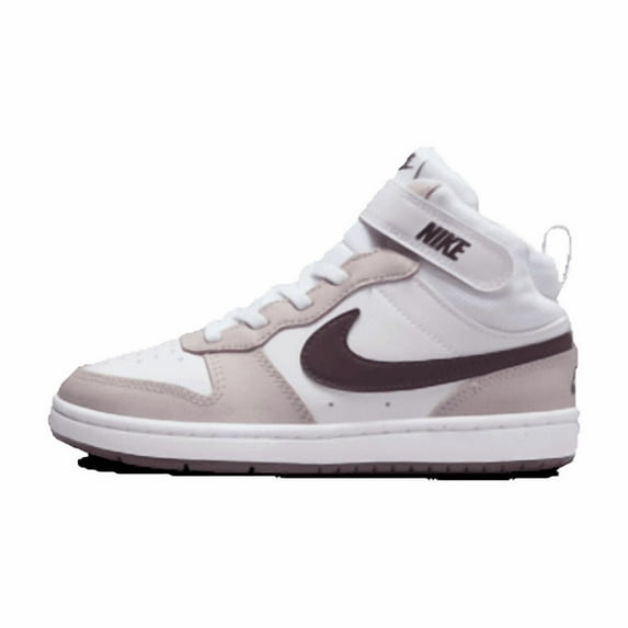 Nike Court Borough Mid 2 Little Kids' Shoes Color: White/Platinum Violet/Burgundy Crush Size: 1Y