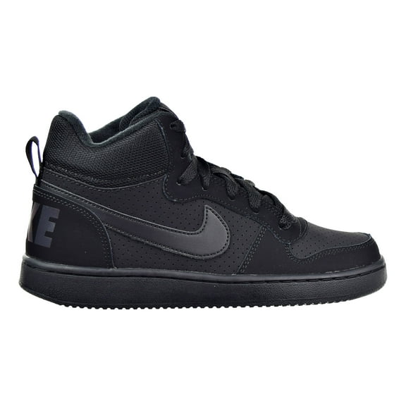 Nike Boys' Court Borough Mid Premium Casual Sneakers (7, Black/Black)