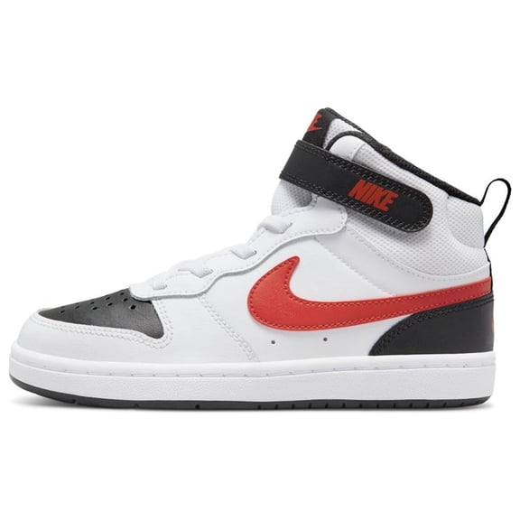 Nike Court Borough Mid CD7782-110 Boys Casual Shoes (White/University RED-Black)