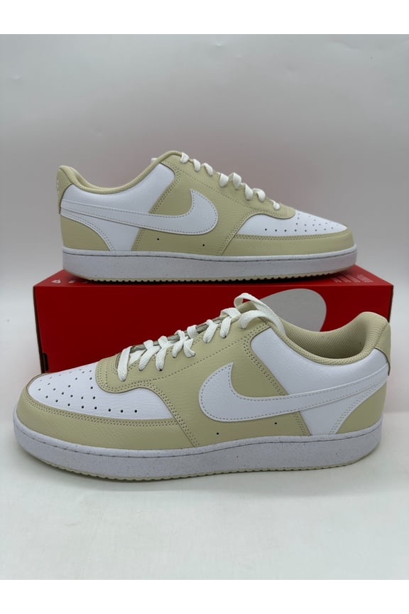 Men's Nike Court Vision Low Sneakers Color: Lt Khaki White Size: 13