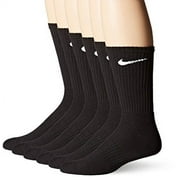 Nike Crew Socks Performance Cotton Cushioned 6 Pack Mens Shoe Size 8-12, Black/White, Large