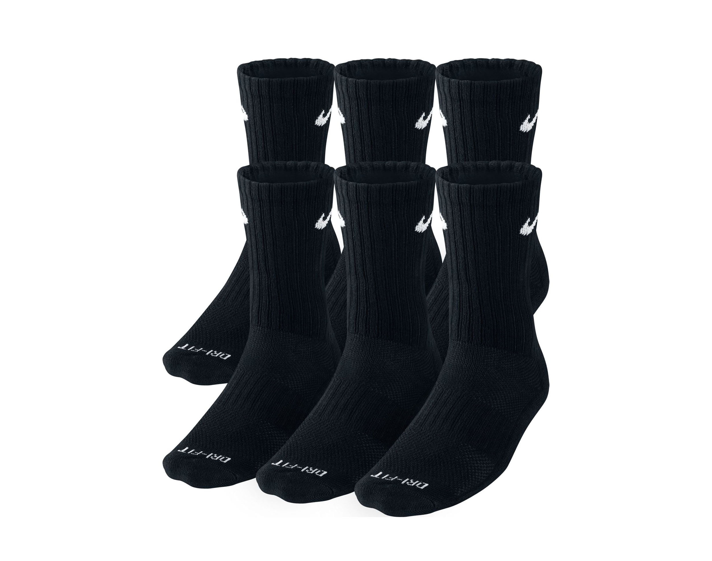 Kenia Per vermoeidheid Nike Dri-FIT Crew Socks (Medium/6 Pairs) Black/White Size Medium -  Walmart.com